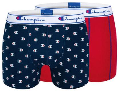 Champion Mens Boxers Y081T Red Blue Logo 2 pack