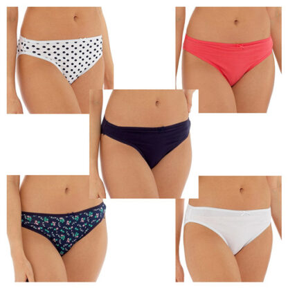 Ladies 5 pack High Leg Briefs