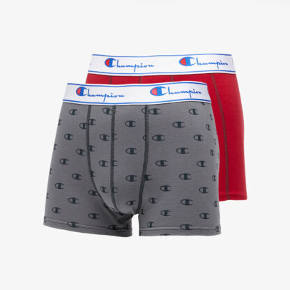 Champion Mens Boxers Y081W Red Grey Logo 2 pack