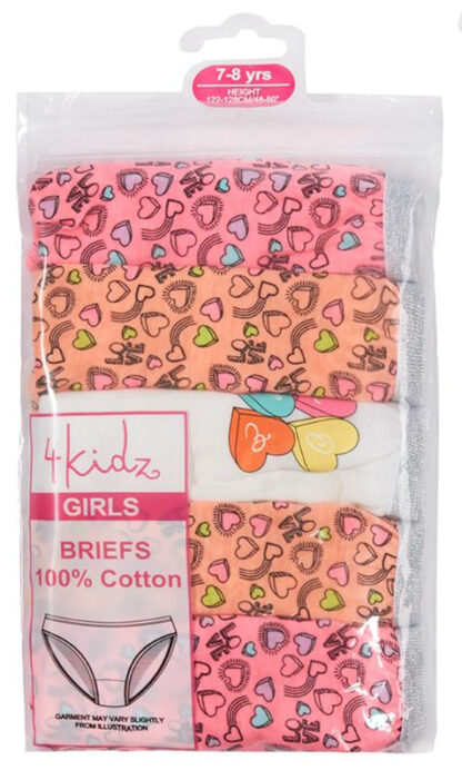 4 Kidz Girls 100% Cotton Briefs 5 Pack - Image 2