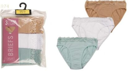 Anucci Pastel Lace Top Hi Leg Briefs 3 Pack - Image 2